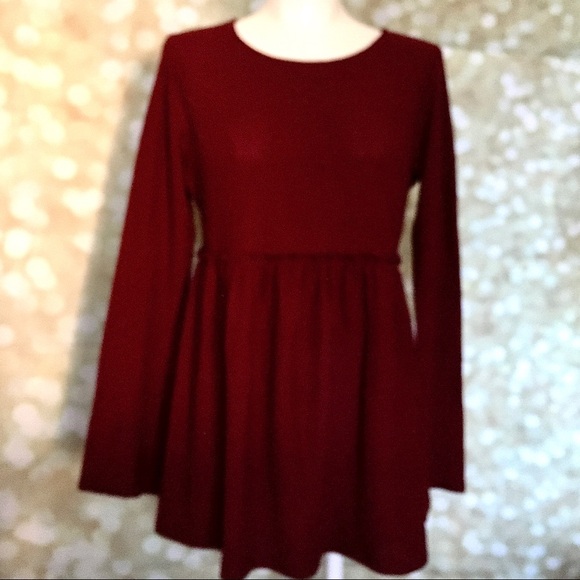 ISABEL Maternity burgundy long sleeve babydoll top - Picture 7 of 7